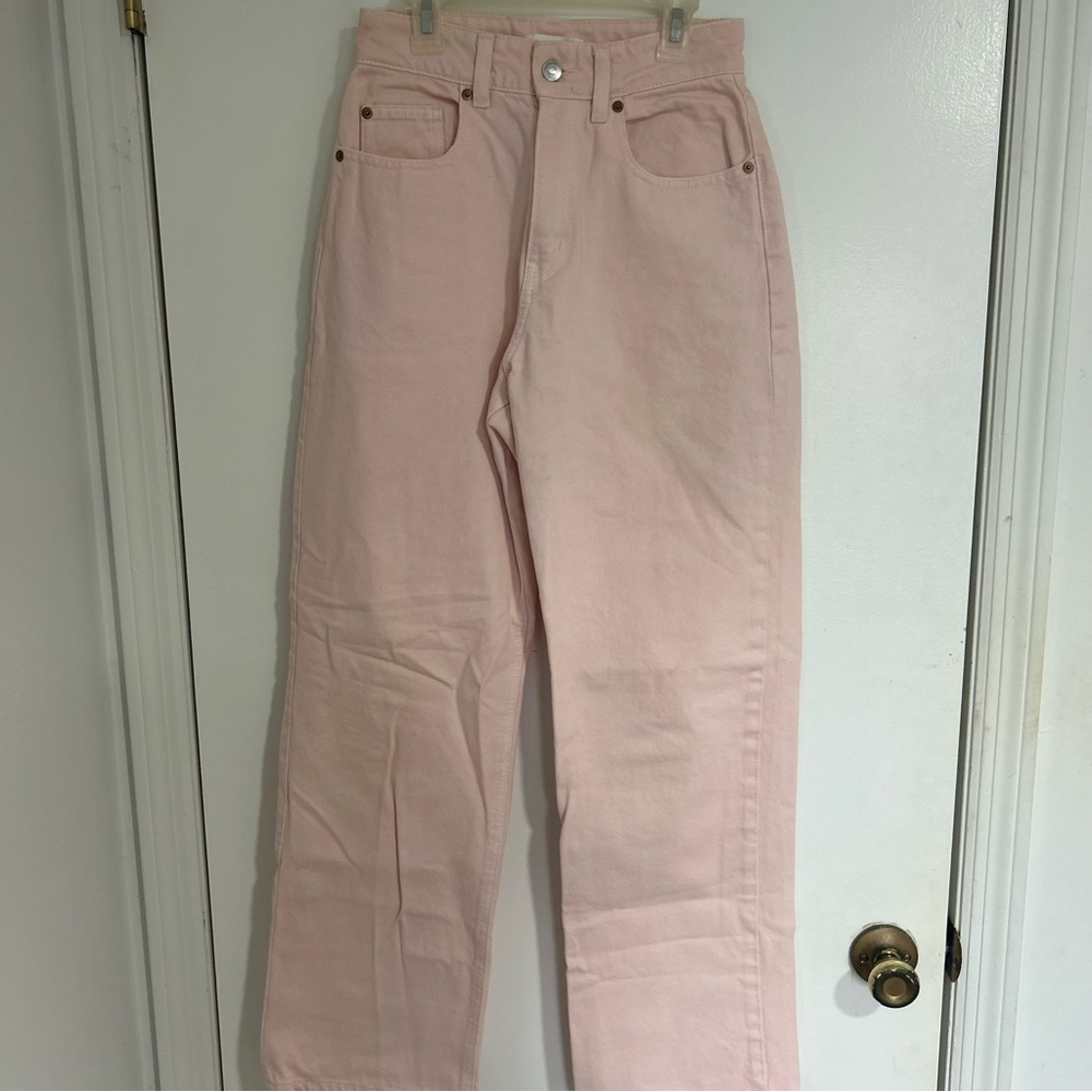 H&M High Waisted Light Pink Wide Leg Jeans